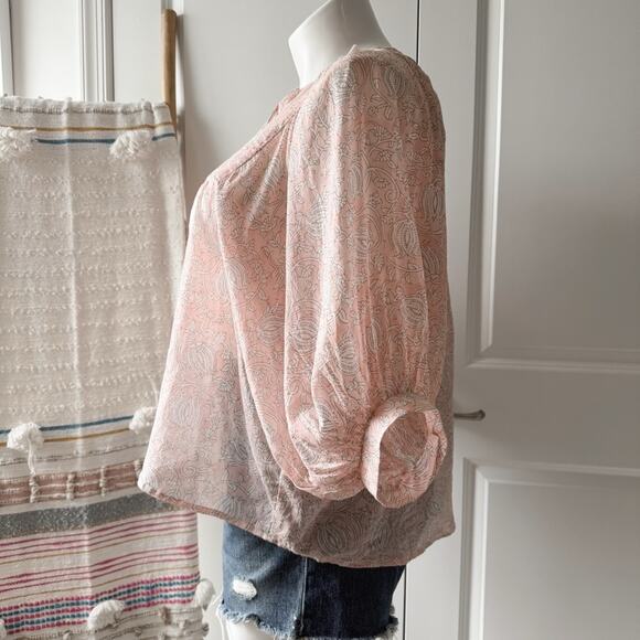 Marea Steph Blush Pink 3/4 Balloon Sleeves Slouchy Pullover Top Women’s Small - Picture 4 of 11